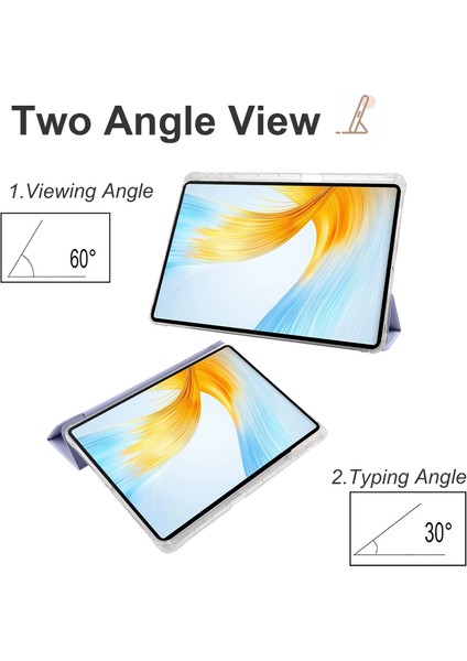 Onur Magicpad 13 Için Pu Deri Şeffaf Tpu Tablet Kılıfı Üç Katlı Standı Tablet Kapak ile Kalem Tutucu-Mor (Yurt Dışından)