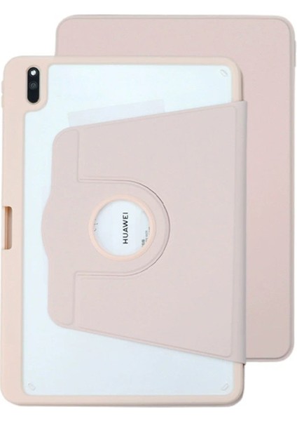 Huawei Matepad Pro 10.8(2021) Için Kılıf Döner Standlı Tablet Deri Kapak, Kalem Tutuculu-Pembe (Yurt Dışından)