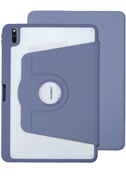Huawei Matepad Pro 10.8(2021) Için Kılıf Döner Standlı Tablet Deri Kapak, Kalem Tutuculu-Mavi (Yurt Dışından)