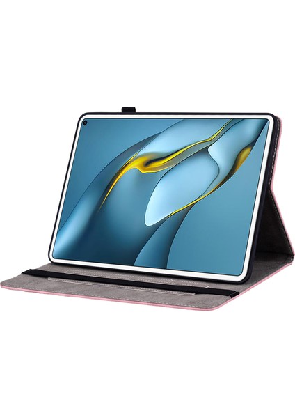 Huawei Matepad Pro 10.8(2021)BASKILI Stand Pu Deri Tablet Kapak Koruyucu Kılıf-Pembe (Yurt Dışından)