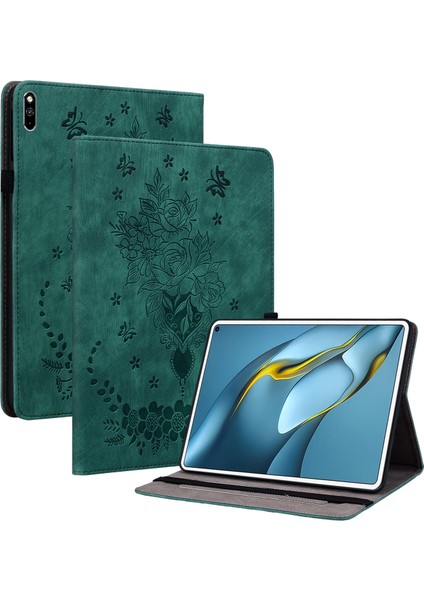 Huawei Matepad Pro 10.8(2021)BASKILI Stand Pu Deri Tablet Kapak Koruyucu Kılıf-Yeşil (Yurt Dışından)