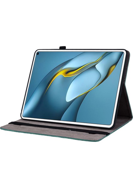 Huawei Matepad Pro 10.8(2021)BASKILI Stand Pu Deri Tablet Kapak Koruyucu Kılıf-Yeşil (Yurt Dışından)