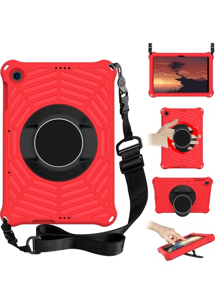 Örümcek Ağı Dokusu Kickstand Eva Kılıfı Omuz Askılı Huawei Enjoy Tablet 2/matepad T 10 9,7 Inç/matepad T 10S 10,1 Inç-Kırmızı (Yurt Dışından)