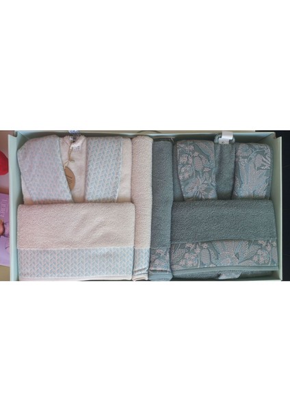 Candidum Bambu Aile Seti (Bornoz Setı M/l) Yeşil-Krem fırsatları