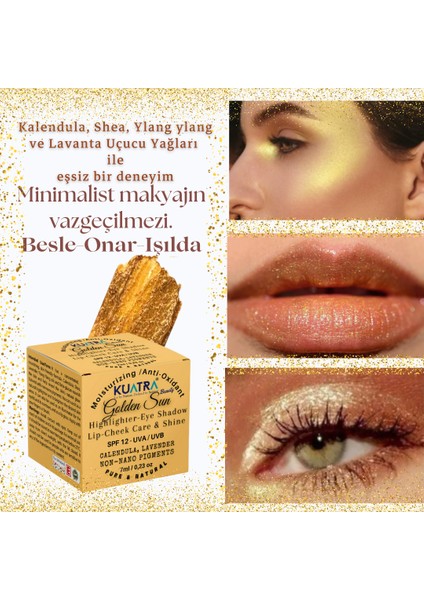 Golden Sun Doğal Içerikli Nemlendirici Antioksidan Işıltı Veren Balm (Highlighter - Göz Farı- Aydınlatıcı) 7ml