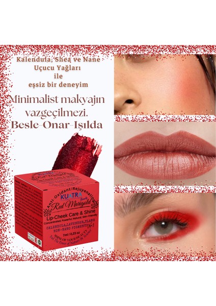 Red Marigold  Nemlendirici - Antioksidan Işıltı Veren Balm (Doğal Içerikli Ruj- Allık)