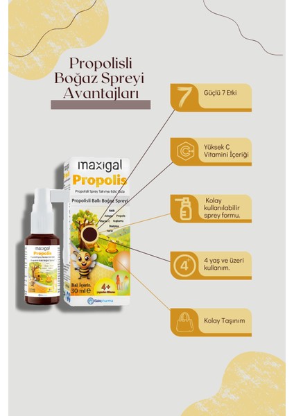 Propolis ve Vitamin C Içeren Boğaz Spreyi ve Efervesan Tablet Beta Glukan Kış Paketi 2'li