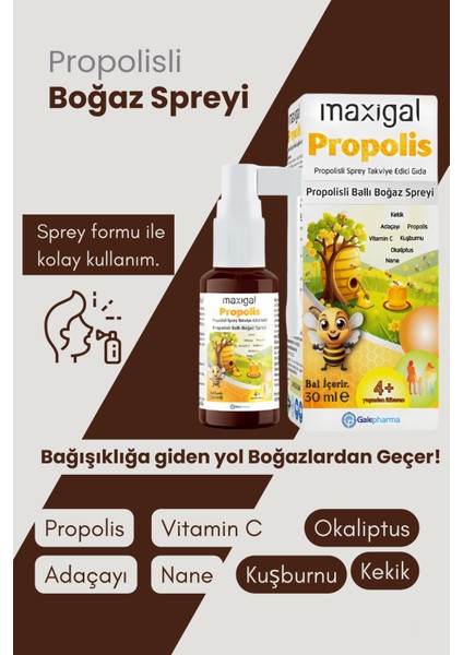 Propolis ve Vitamin C Içeren Boğaz Spreyi ve Efervesan Tablet Beta Glukan Kış Paketi 2'li