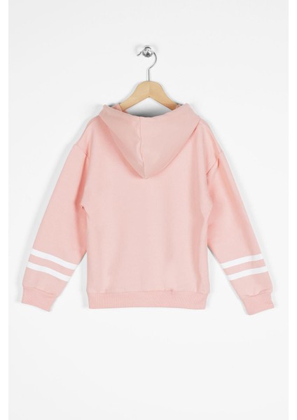 Kapüşonlu Uzun Kol Somon Renk Kız Çocuk Sweatshirt fiyatları
