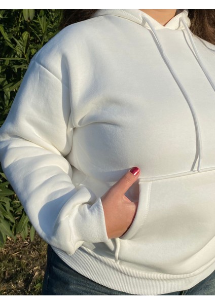 Kadın 3 Iplik Şardonlu Kapüşonlu Basic Düz Sweatshirt fiyatları