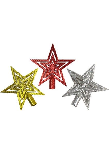 Yılbaşı Süsü Tepelik Yıldız 10 cm Metalik 3lü