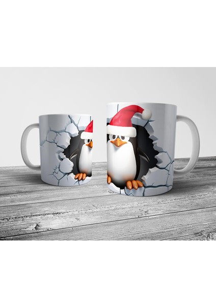 Penguen Yılbaşı Optik Illüzyonlu Kupa Bardak Model 2 fiyatları