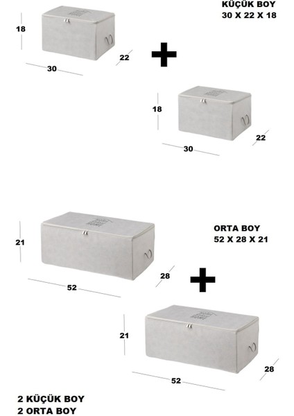 Tekno Trust 4'lü- 2 Orta ve 2 Küçük Boy Gri Renk Baza Altı Çeyiz Organizer Kazak Hurç fiyatları