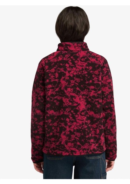 Printed Fermuarlı Sherpa Kadın Polar Red modelleri
