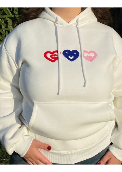 Kadın 3 Iplik Şardonlu Desenli Basic Sweatshirt