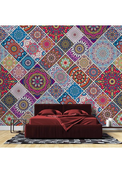 Rengarenk Çini Mandala Desenli Duvar Kağıdı fiyatları