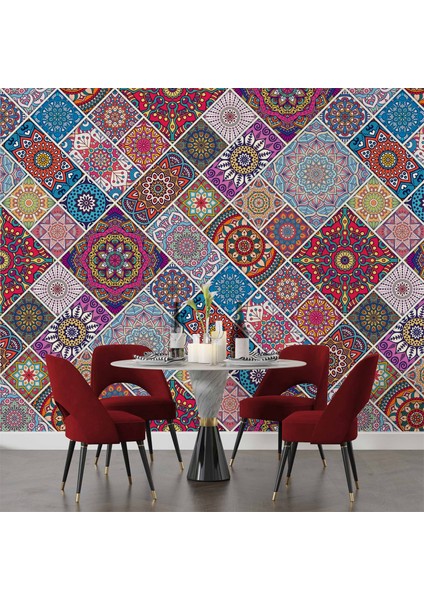 Rengarenk Çini Mandala Desenli Duvar Kağıdı indirimleri