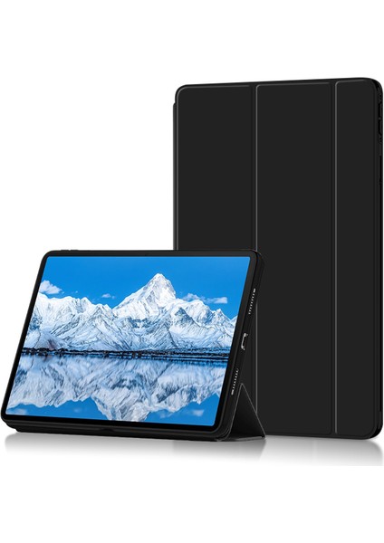 Huawei Qingyun C7 Üç Katlı Stand Tablet Kılıfı Pu Deri Otomatik Uyku/uyandırma Akıllı Kapak-Siyah (Yurt Dışından)