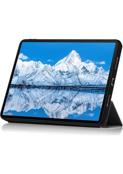 Huawei Qingyun C7 Üç Katlı Stand Tablet Kılıfı Pu Deri Otomatik Uyku/uyandırma Akıllı Kapak-Siyah (Yurt Dışından)