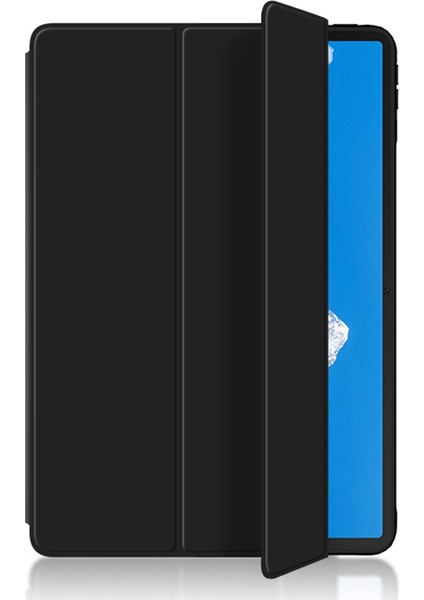 Huawei Qingyun C7 Üç Katlı Stand Tablet Kılıfı Pu Deri Otomatik Uyku/uyandırma Akıllı Kapak-Siyah (Yurt Dışından)