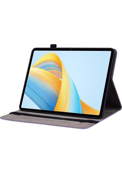 Honor Pad V8 Pro Için Çizilmez Tablet Kılıfı Pu Deri Kılıf Baskılı Tasarım Standı Kabuk-Mor (Yurt Dışından)