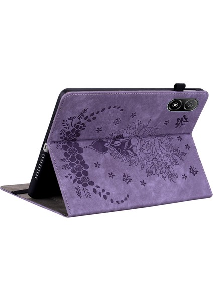 Honor Pad V8 Pro Için Çizilmez Tablet Kılıfı Pu Deri Kılıf Baskılı Tasarım Standı Kabuk-Mor (Yurt Dışından)