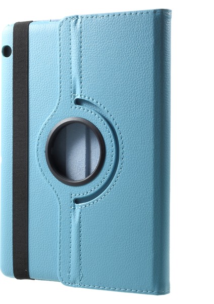 Litchi Tahıl Deri Koruyucu Kılıf 360 Derece Döner Standlı Içi Boş Tasarım Huawei Mediapad T3 10-Bebek Mavisi (Yurt Dışından)
