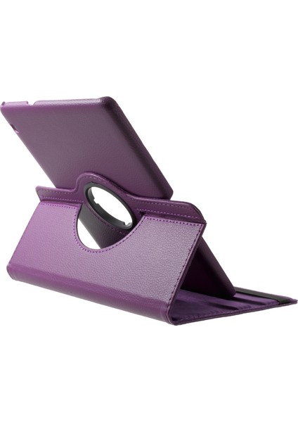 Litchi Tahıl Deri Koruyucu Kılıf 360 Derece Döner Standlı Içi Boş Tasarım Huawei Mediapad T3 10-Mor (Yurt Dışından)