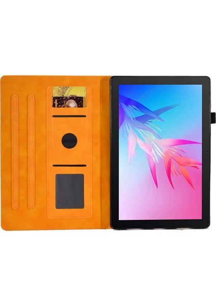 Huawei Enjoy Tablet 2/matepad T 10 9,7 Inç/t 10S 10,1 Inç/honor Pad 6 10,1 Inç/pad X6 9,7 Inç Tablet Kılıfı Desen Baskılı Pu Deri Kart Yuvaları Stand Kapağı-Turuncu (Yurt Dışından)