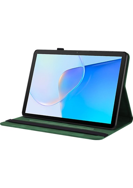 Huawei Matepad Se 10.4 Inç Kapak Çevirin, Çiçek Baskılı Pu Deri Kart Tutucu Kalem Tutucu ile Tablet Kılıfı Standı-Yeşil (Yurt Dışından)