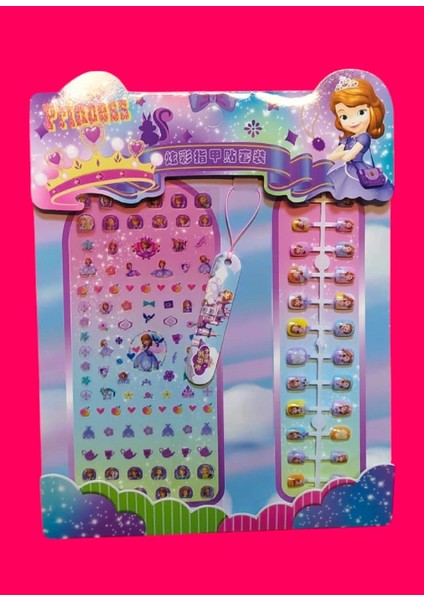 Prenses Elsa-Deniz Kızı-Kity-Pamuk Prenses-Unicorn-Sofia 24 Lü Tırnak+Tırnak Stikırı+Törpü Set