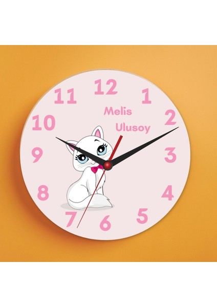 Çocuklara Özel Kedi Tasarımlı Duvar Cam Saati modelleri