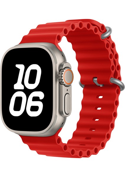 Watch Ultra 49MM Uyumlu Krd-75 Uyumlu Kordon Zore - Kırmızı