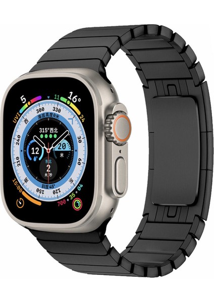 Apple Watch Ultra 49MM Kordon Uyumlu Krd-35 Metal Strap Kayış - Siyah