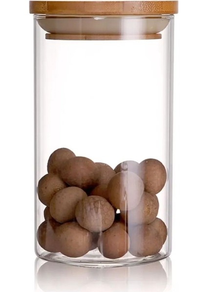6'lı Cam Vakumlu Bambu Kapaklı Borosilikat Baharatlık, Saklama Kabı, Çerezlik (200 Ml) fırsatları