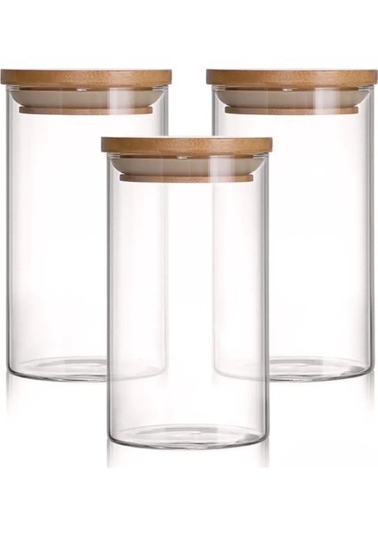 6'lı Cam Vakumlu Bambu Kapaklı Borosilikat Baharatlık, Saklama Kabı, Çerezlik (200 Ml) indirimleri