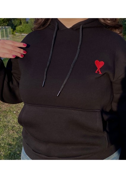 Kadın 3 Iplik Şardonlu Kapüşonlu Desenli Sweatshirt