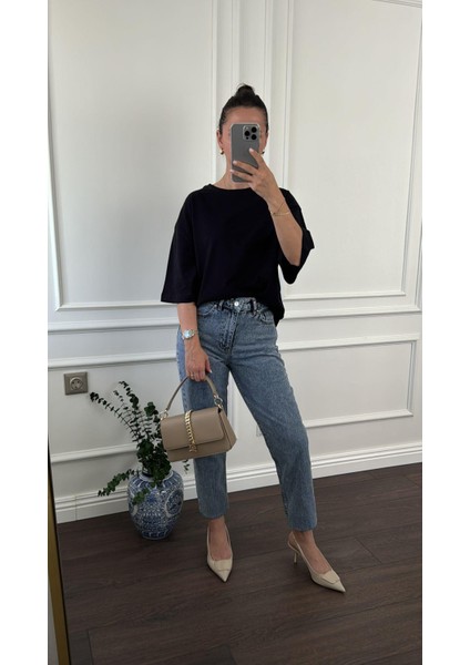 Paçası Kesik Mom Pantolon modelleri