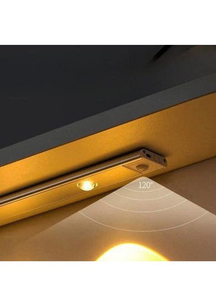 40 cm Beyaz Slim LED Kabin Armatürü - Hareket Sensörlü - Dekoratif Gece Lambası - USB Şarjlı Aydınlatma -- 3 W