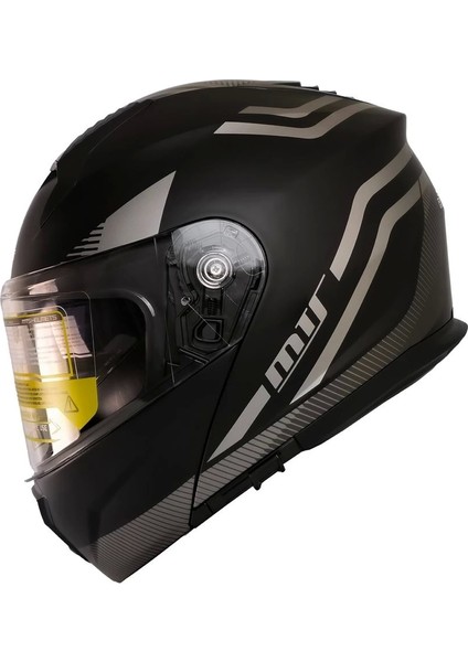 966 WX20 Grey Çene Açılır Mat Siyah-Gri Kask