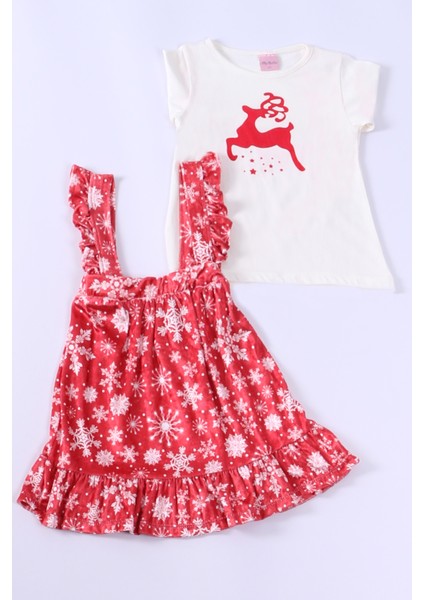 Kız Çocuk Yılbaşı Badili Kadife Elbise Kar Tanesi Desenli D4 modelleri