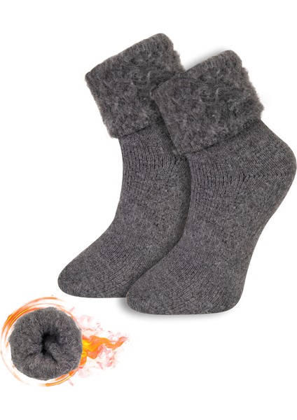 FOURSOLOS Thermal Gri Kışlık Çorap Unisex 2'li 36-41 Beden