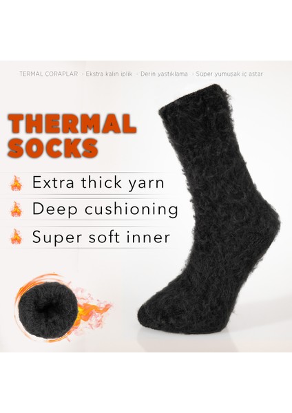FOURSOLOS Thermal Siyah Kışlık Çorap Unisex 2'li 36-41 Beden fırsatları