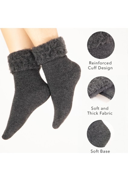 FOURSOLOS Thermal Gri Kışlık Çorap Unisex 2'li 41-46 Beden