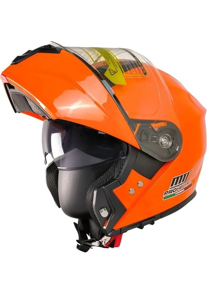 966 V2 Orange Çene Açılır Turuncu Kask