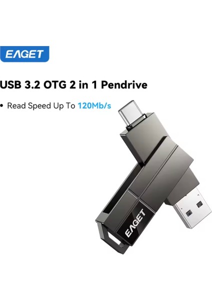 CF33 128Gb.Type-C ve Usb 3.2 Type-C Girişli Tüm Cihazlara iphone 15/16 Serisine Uygun Yüksek Hızlı Otg Flash Bellek Çift Giriş Metal Sağlam Orjinal