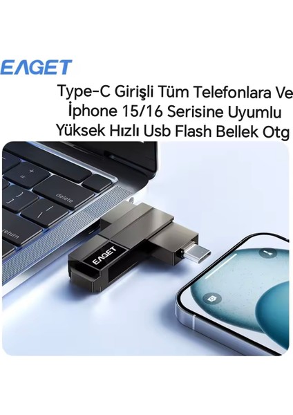 CF33 128Gb.Type-C ve Usb 3.2 Type-C Girişli Tüm Cihazlara iphone 15/16 Serisine Uygun Yüksek Hızlı Otg Flash Bellek Çift Giriş Metal Sağlam Orjinal