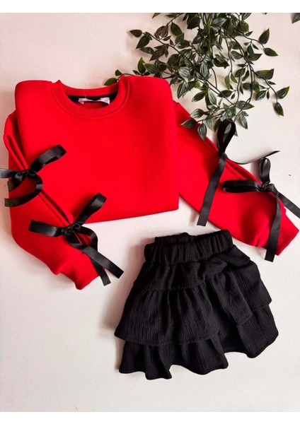 Kız Çocuk Kol Detaylı Fiyonklu Etekli Takım fiyatları