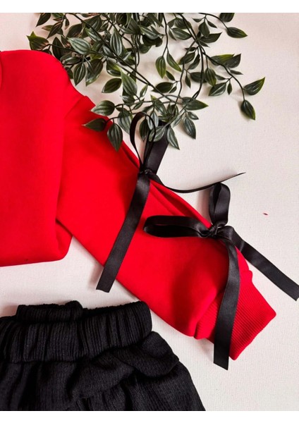 Kız Çocuk Kol Detaylı Fiyonklu Etekli Takım modelleri