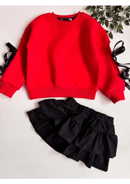 Kız Çocuk Kol Detaylı Fiyonklu Etekli Takım fırsatları